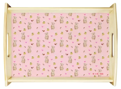 Produktbild von Mr. & Mrs. Panda Serviertablett Bär Kaffee - Rosa - Geschenk, Guten Morgen, Coffee, Motivation, Teddy, Sofa Tablett, Bären, Bett-Tablett, aus holz, Servier