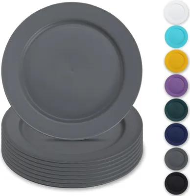 Immagine prodotto di Set di piatti di plastica Berglander 8 pezzi 25cm grigio piatto per insalata picnic campeggio