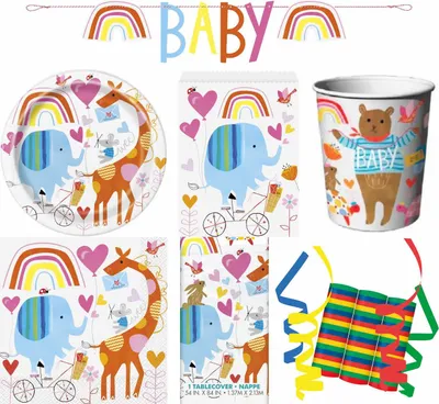 Produktbild von 45-tlg. Set Kindergeburtstag Party Deko Fete Feier Motto Babyparty Zoo