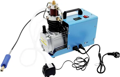 Image de Compresseur d'air 1800 W pour voiture - Pompe électrique haute pression - Débit de 100 l/min - Pour pneus de voiture - Avec tuyau haute pression - Séparateur eau-huile - Bleu