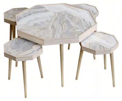 Image de Table basse et tables d'appoint en bois beige de style contemporain