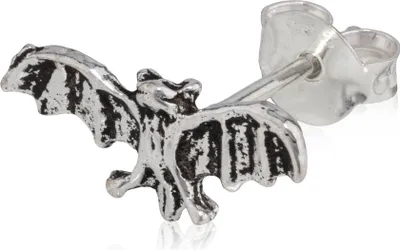 Produktbild von Einzelohrstecker Fledermaus 925 Silber Antik Oxidiert 13x7mm Gothic Ohrring