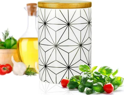 Immagine prodotto di Lattina 800ml con coperchio in legno con guarnizione in gomma Contenitore di stoccaggio in porcellana #1