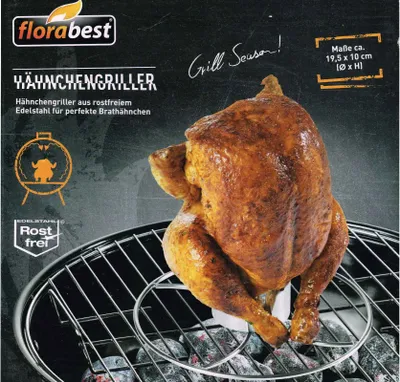 Produktbild von Hähnchengriller. Aus rostfreiem Edelstah. Für perfekt gegrillte Brathähnchen.