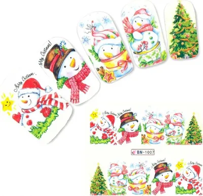 Produktbild von Tattoo Nail Art Nikolaus Weihnachten Schneemann Aufkleber Nagel Sticker