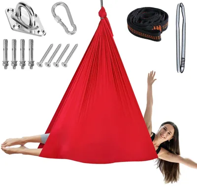 Immagine prodotto di Amaca per yoga aerea con kit di fissaggio completo, ideale per fitness e stretching