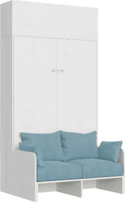 Image de ITAMOBY - Armoire lit 1 place et demi escamotable vertical 120 Kentaro Sofa avec èlèment haut Frêne Blanc-A33