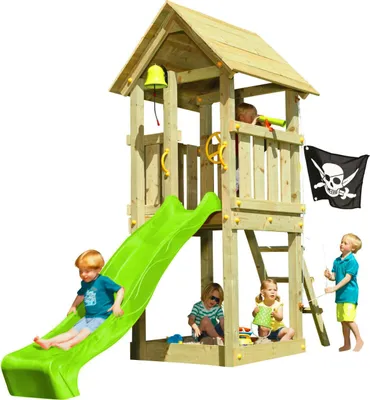 Produktbild von Spielturmking Spielturm KIOSK mit Rutsche - Grün 1,20 m DH244