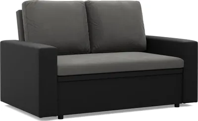 Produktbild von Schlafsofa für Wohnzimmer LUNA, Sofa 2-Sitzer, Schlaffläche 198x120cm, Dunkelgrau/Schwarz