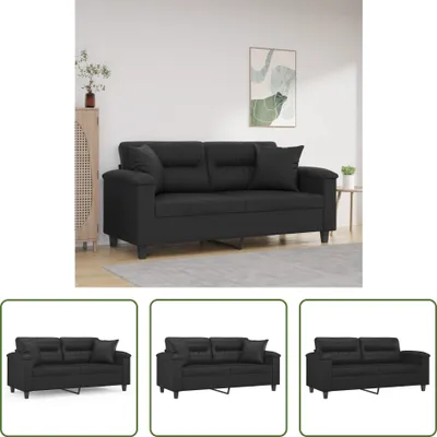 Produktbild von The Living Store 2-Sitzer-Sofa mit Zierkissen Schwarz 140 cm Kunstleder