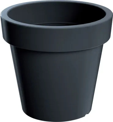 Produktbild von Prosperplast Blumentopf LOFLY aus Kunststoff, Anthrazit, Ø 34,5 cm, H 31,8 cm, witterungs- & UV-beständig, matt, für Innen & Außen, mit bohrbaren Überlauflöchern, klassisch-minimalistisch