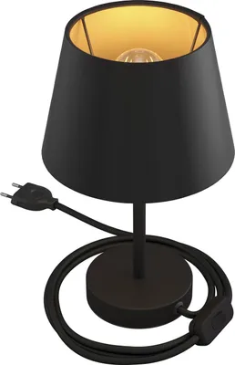 Image de Alzaluce avec abat-jour Impero, lampe de table en métal avec fiche bipolaire, câble et interrupteur