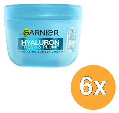 Productafbeelding van 6x Garnier Skin Active Hyaluron Fresh & Plump Sorbet Creme (6 x 85 ml)