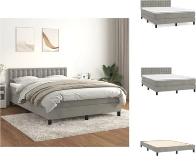 Immagine prodotto di vidaXL Letto a molle con materasso grigio chiaro 140x200 cm in velluto - Letti e strutture letto
