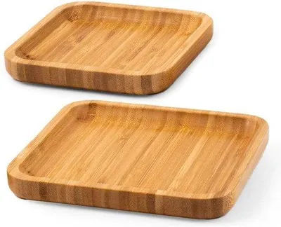 Image de Set 2 assiettes carrées en bambou - idéal pour la maison