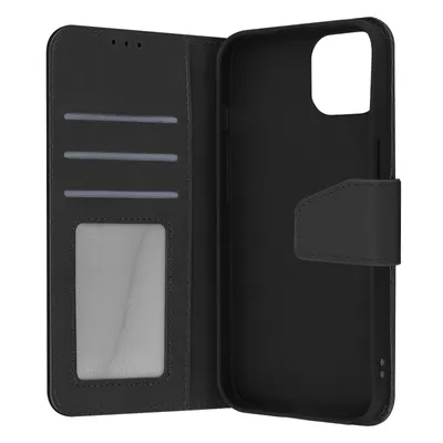 Obrázek produktu pro Prémiové kožené flipové pouzdro z hovězí kůže pro Apple iPhone 14 - Černé