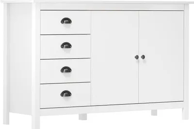 Produktbild von Sideboard Hill Weiß 130x40x80 cm Massivholz Kiefer