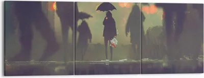 Produktbild von Bild auf Leinwand - Leinwandbild - Straße Regen Wasser - 150x50cm - Wand Bild - Wanddeko - Leinwanddruck - Bilder - Kunstdruck - Wanddekoration - Leinwand bilder - Wandkunst - CA150x50-3885