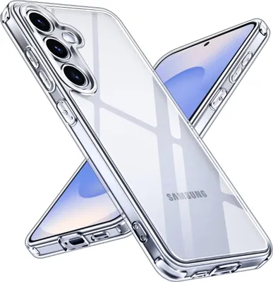 Two clear phone cases are shown diagonally, one on top of the other, against a white background.