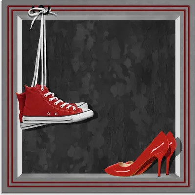 Produktbild von Mausopardia: Die roten Schuhe - Glasbild, Größe (HxB):20x20 cm / Glasbild