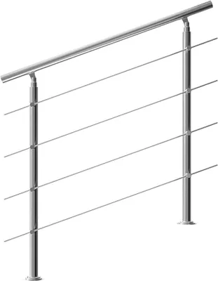 Produktbild von Edelstahl Handlauf Geländer für Treppen Brüstung Balkon mit 4 Querstreben - Innen und Außen Handlauf Geländer Treppengeländer Edelstahl Brüstung Balkon (150CM, 4 Querstreben)