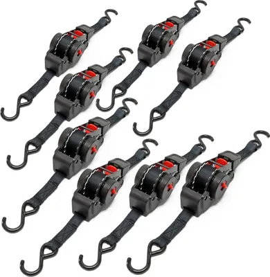 Produktbild von Wiltec 8x Automatik Zurrgurt 100 daN Zuglast LGF 0,2 m LGL 1,8 PES Spanngurt