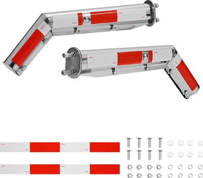 Produktbild von SucceBuy Abgewinkelte federbelastete Schmutzfängeraufhänger aus Edelstahl, 63,5 mm Bolzenabstand, 1 Paar Schmutzfängerhalter für Sattelschlepper mit Reflektorstreifen, Silber