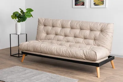 Produktbild von Hanah Home, Saki - Cream, 3-Sitzer-Schlafsofa, 100% METALL, Creme, 185 x 120 cm