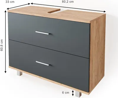 Immagine prodotto di Mobile sottolavabo per bagno Vicco Ilias Antracite/Rovere dorato 80 x 60.8 cm, Model 34586