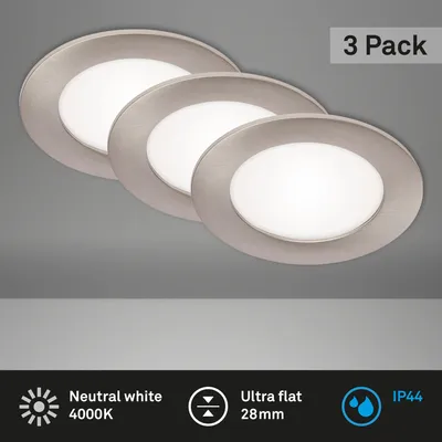 Zdjęcie produktu dla Zestaw 3 lamp wpuszczanych LED IP44 7W srebrny 4000K plastikowy Ø12cm Briloner