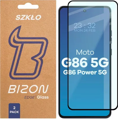 Produktbild von 2x Gehärtetes Glas für Motorola Moto G86 5G / G86 Power 5G, Bizon Glass Edge Duo, Schwarzer Rahmen