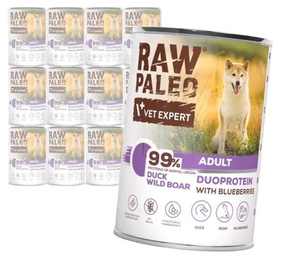 Zdjęcie produktu dla Raw Paleo Duck&Boar Adult Duoprotein 12x400g Mokra Karma Dla Psa z Kaczką i Dzikiem