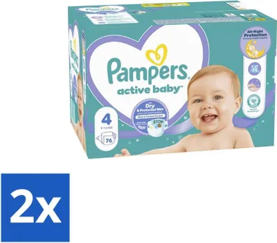 Image de Pampers – Couches – Baby Dry taille 4 – 76 couches – Pack économique – 2 pièces