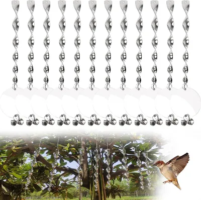 Produktbild von 12 Stück reflektierende Windspirale Vogelabwehr für Garten und Balkon - Schutz von Obstbäumen und Blumen