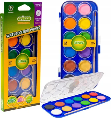 Obrázek produktu pro Akvarelové barvy CRICCO 28 mm 12 barev + štětce
