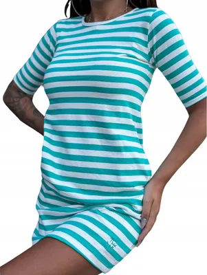 Immagine prodotto di Abito estivo, tunica, abito classico in maglia, mini a righe, turchese XXL