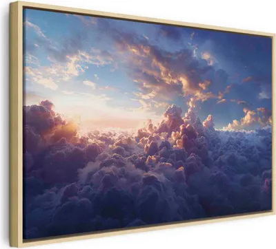 Produktbild von Italienischer Leinwand Leinwandbild - The Sun in Hiding: The Golden Face of the Sky Over a Cloudy Sea 60x40 cm Muster b-H-10039-b-a