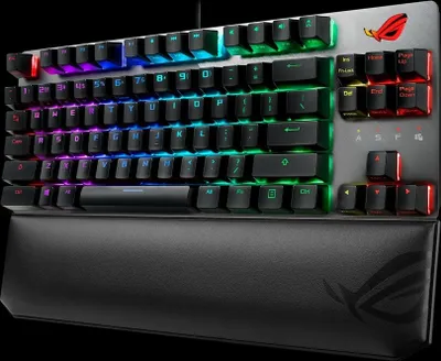 Produktbild von ASUS ROG Strix Scope NX TKL, 80%, Kabelgebunden, USB, Mechanischer Switch, RGB-LED, Schwarz, Grau
