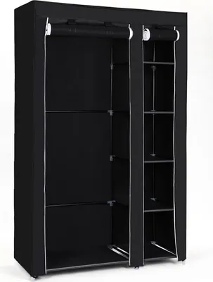 Produktbild von Stoffschrank, XL, Kleiderschrank, Faltschrank, Campingschrank mit Kleiderstange, 103 x 166 x 42 cm, schwarz