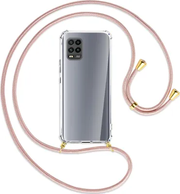 Produktbild von Handykette Backcover-Schutzhülle mit Band (Metall goldfarben) für Xiaomi Mi 10 Lite 5G (Zoom) - roségold