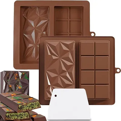 Produktbild von Schokoladenform Silikon,Dubai Schokolade-Silikon Tief Schokoladentafel Form 2 in 1 Silikonform,Schokoladentafel Tiefe Schokoladenform,Extra Tief Schokolade Form für Praline Süßigkeiten, Süßwarenherstellung & DIY Schokolade