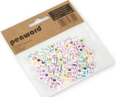 Zdjęcie produktu dla Koraliki literki kolorowe 6x6mm 100szt