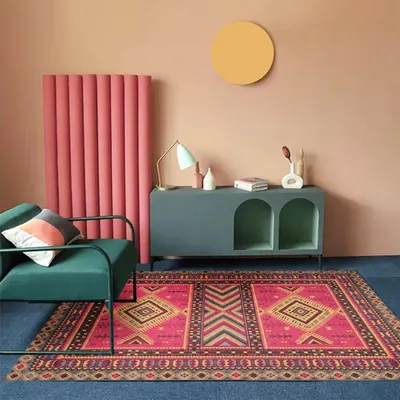 Imagen del producto de Alfombra lavable con diseño geométrico (150 x 200 cm)