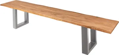 Produktbild von Sitzbank Baumkante 220 cm Eichenholz massiv geölt silber ENRICO
