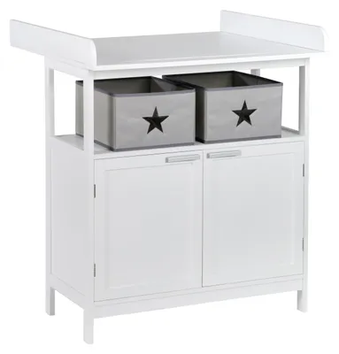 Image de Table à langer Roba modèle "Hamburg", avec plateau à langer intégré, 2 portes, 2 espaces de rangement et fixation murale, hauteur du plateau à langer : 92 cm