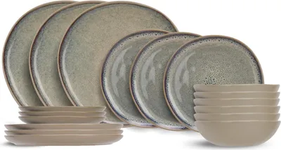 Produktbild von Cosy & Trendy Geschirrset Onna Sandgrün - 18-teilig / 6 Personen - 6 Speiseteller, 6 Frühstücksteller und 6 Suppenteller