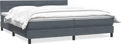 Zdjęcie produktu dla Łóżko kontynentalne z materacem, ciemnoszare, 180x210cm aksamit