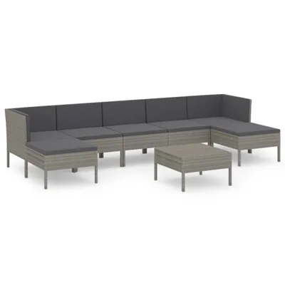 Obrázek produktu pro vidaXL 8dílná zahradní lounge souprava s polštáři Poly Rattan Grey