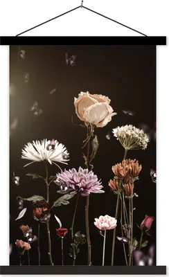 Produktbild von MuchoWow® Textilposter Stillleben - Farben - Blumen 40x60 cm mit schwarzem Rahmen - Wanddekorationen