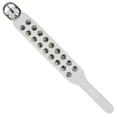 Produktbild von Lederarmband mit Spitznieten 2-reihig - weiß - Armband aus Leder